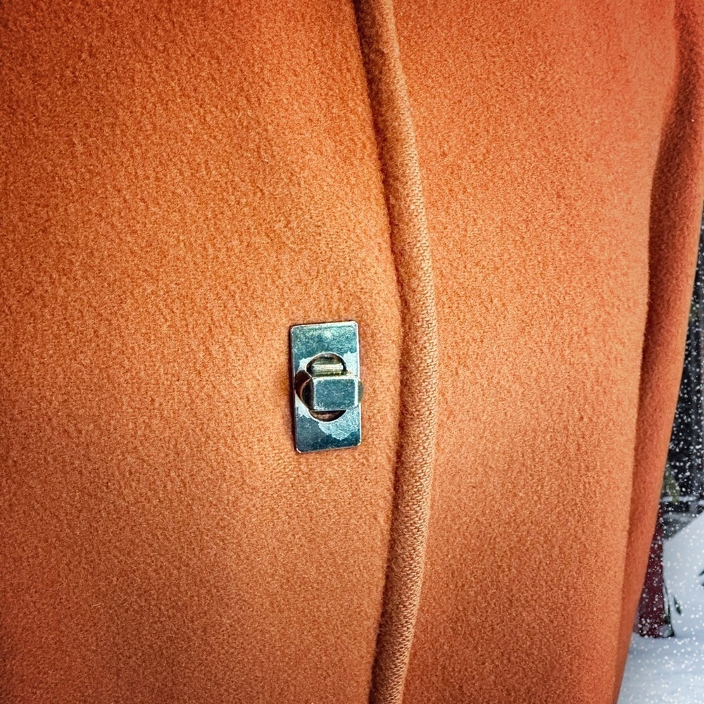 Mackintosh Burnt Orange 100% Wool Winter Coat with Silver Toggle Closure Size M - Picture 7 of 16
